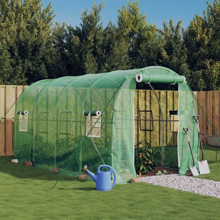 Serra con telaio in acciaio zincato verde vidaXL, L: 4 m, P: 2 m, H: 2 m
