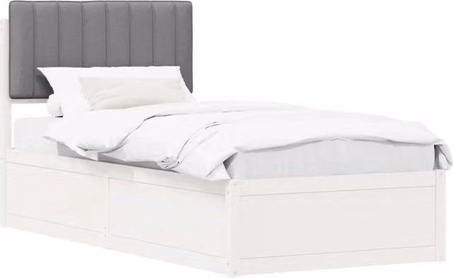 Letto singolo | Letto per adulti | Letto con Testiera Rivestita Grigio chiaro 90 x 190 cm