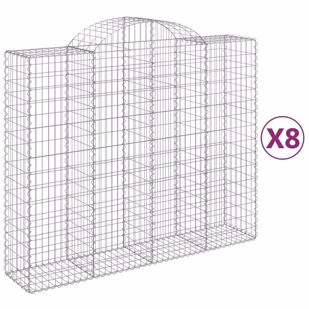 Set di 8 Cesti Gabbioni ad Arco vidaXL in Acciaio Zincato Argento L: 200 cm, P: 50 cm, H: 160-180 cm – 2