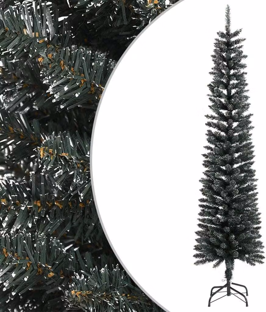 The Living Store Albero di Natale artificiale con supporto Slim Green 240 cm PVC