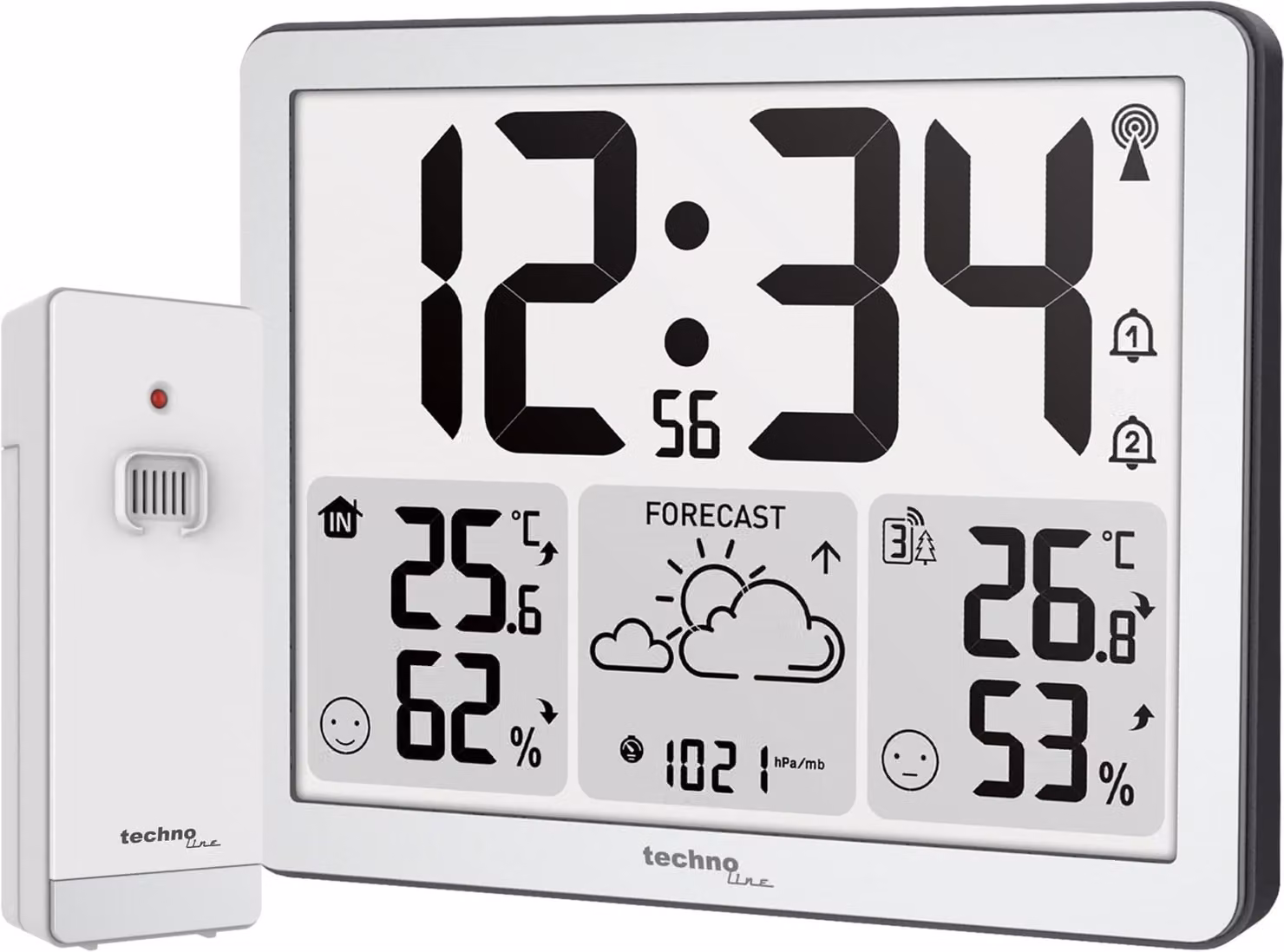WS6780-2: orologio e stazione meteorologica radio controllata, con misurazione della temperatura interna ed esterna e dell'umidità
