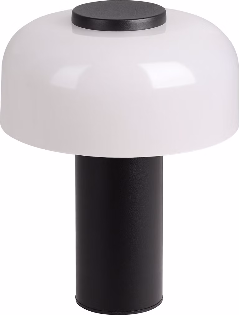 Lampade Da Tavolo Esterno Contemporaneo Ponente Acciaio Nero Vetro Bianco Led