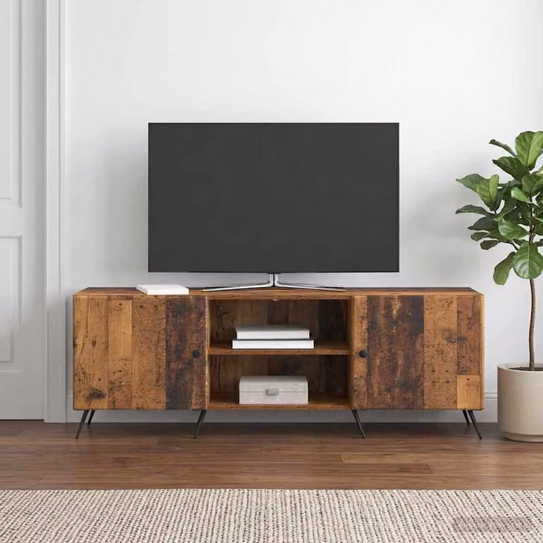 Mobile TV vidaXL in stile vintage color marrone con struttura in legno e metallo, L 150 cm x P 31 cm x H 50 cm
