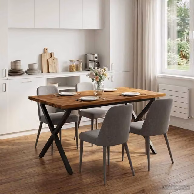 Tavolo da pranzo con bordo vivo 140 x 70 x 75 cm Naturale 3425078