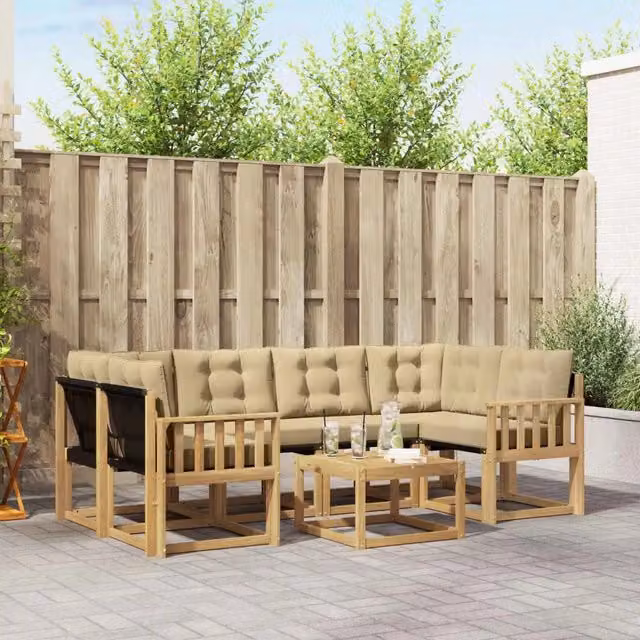 Set di divani da esterno 7 pz Bianco e Beige 3389259