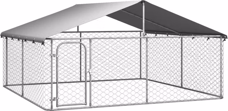The Living Store Outdoor-Hundezwinger mit Dach 300x300x150 cm