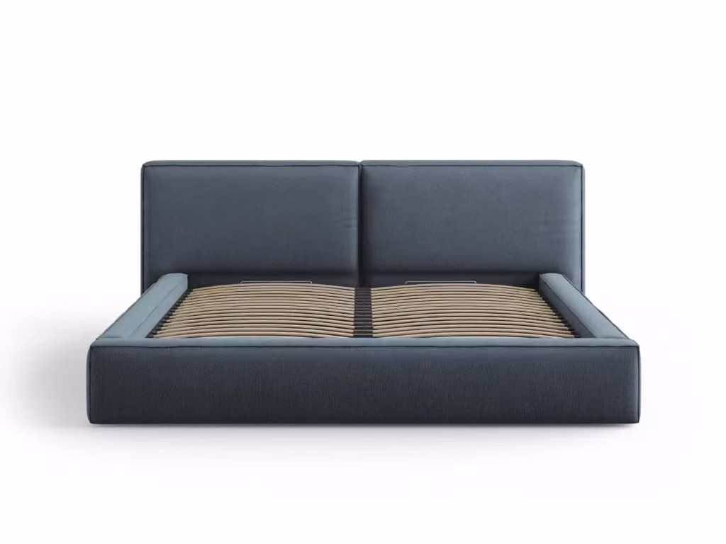 Letto con cassettone e testiera doppia Arendal di Cosmopolitan Design in tessuto blu L/P/H: 200 x 200 x 128 cm – 2