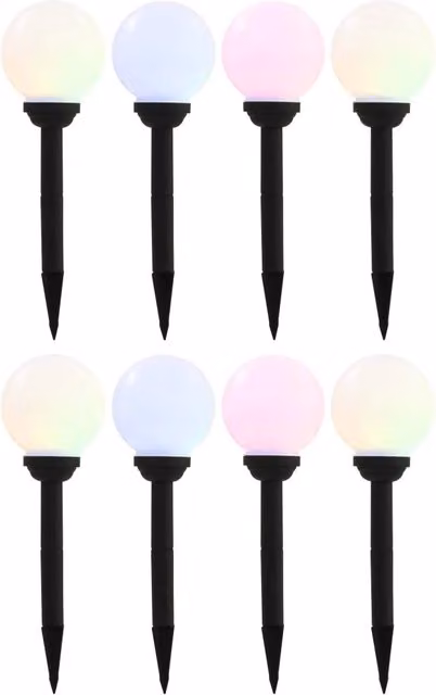 Set di 8 lampade solari sferiche decorative da 15 cm per giardino esterno atmosfera accogliente in PP bianco 02_0046374