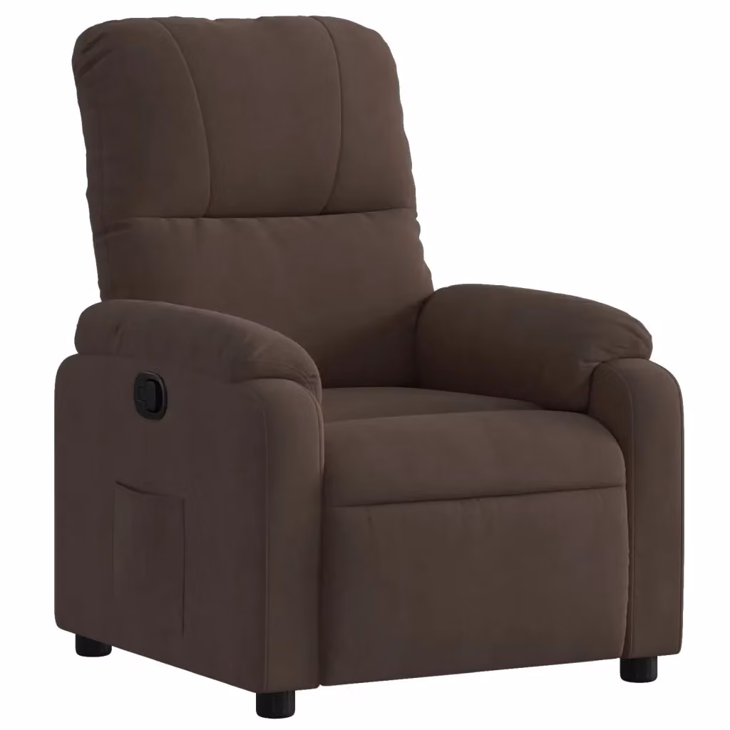 Poltrona Reclinabile Relax vidaXL in Microfibra Marrone con Braccioli e Regolazione Manuale – 2