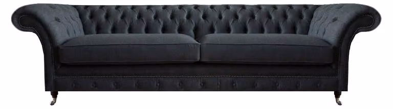 Chesterfield Schwarzer Zweisitzer Designer Wohnzimmer Sitzmöbel Couch