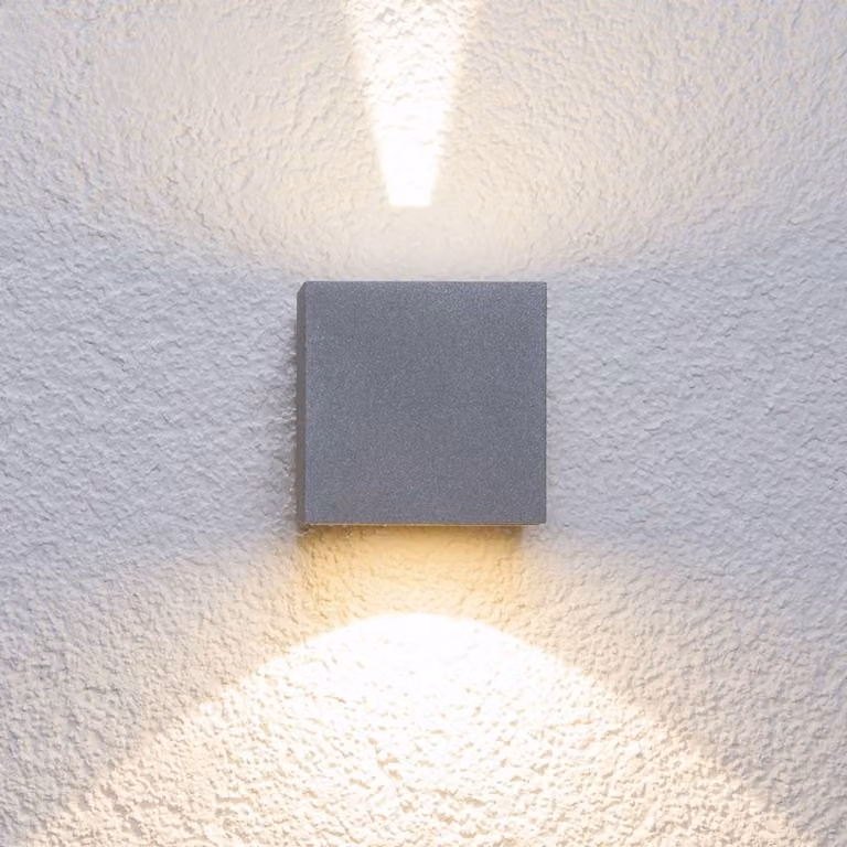 Applique da esterni a LED JARNO Lucande, Alluminio / Grigio / Zincato, Alluminio, Moderno, Applique LED da esterni