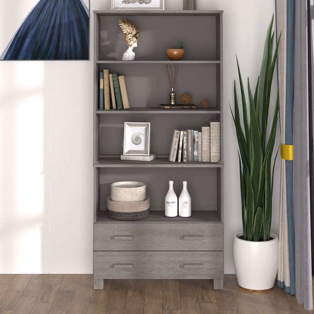 vidaXL Credenza HAMAR in Legno Massello di Pino Grigio Chiaro