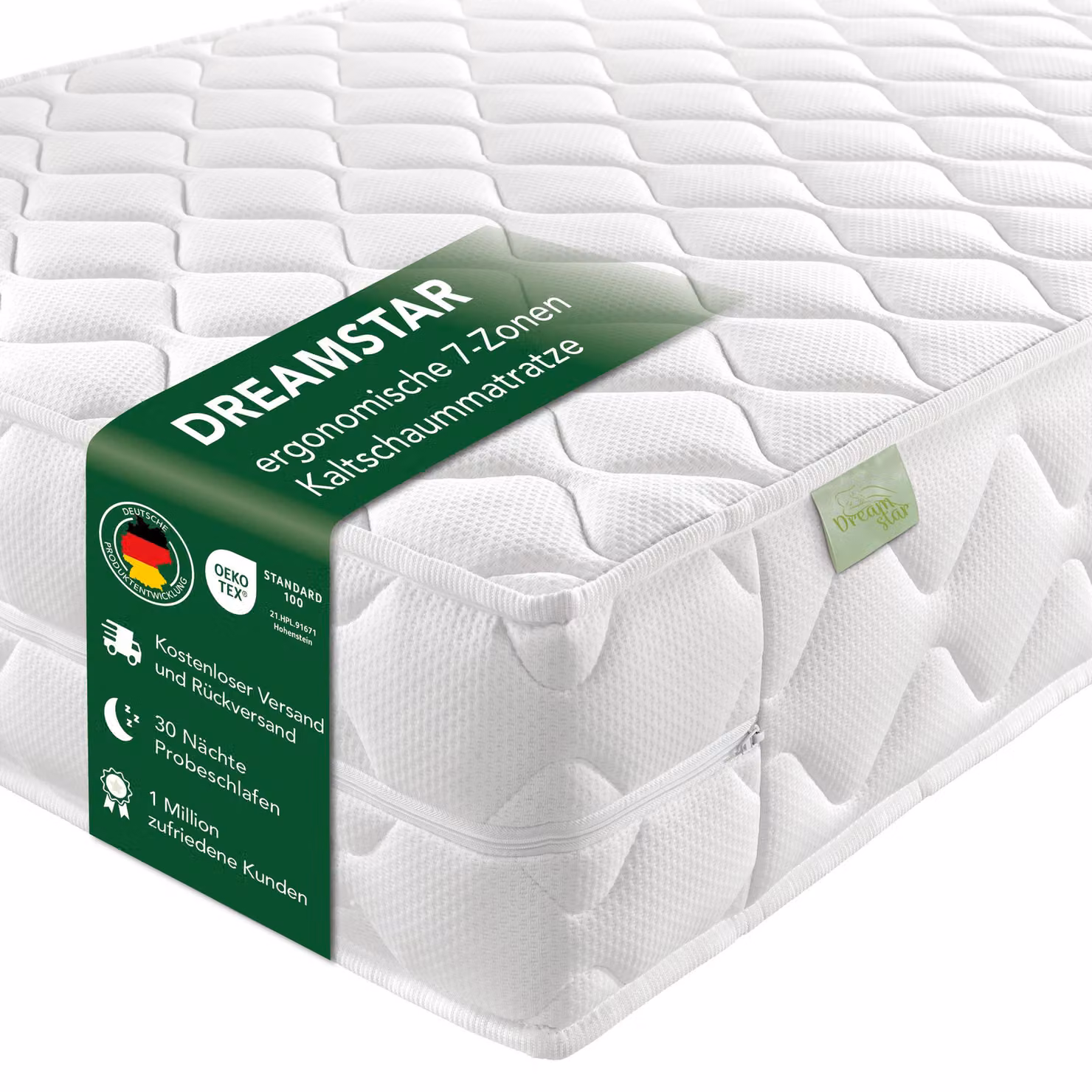 Materasso matrimoniale reversibile, ergonomico a 7 zone, di dimensioni XXL (200 x 200 cm), spessore 22 cm, con supporto H2 e H3, modello Ergo Flex XXL