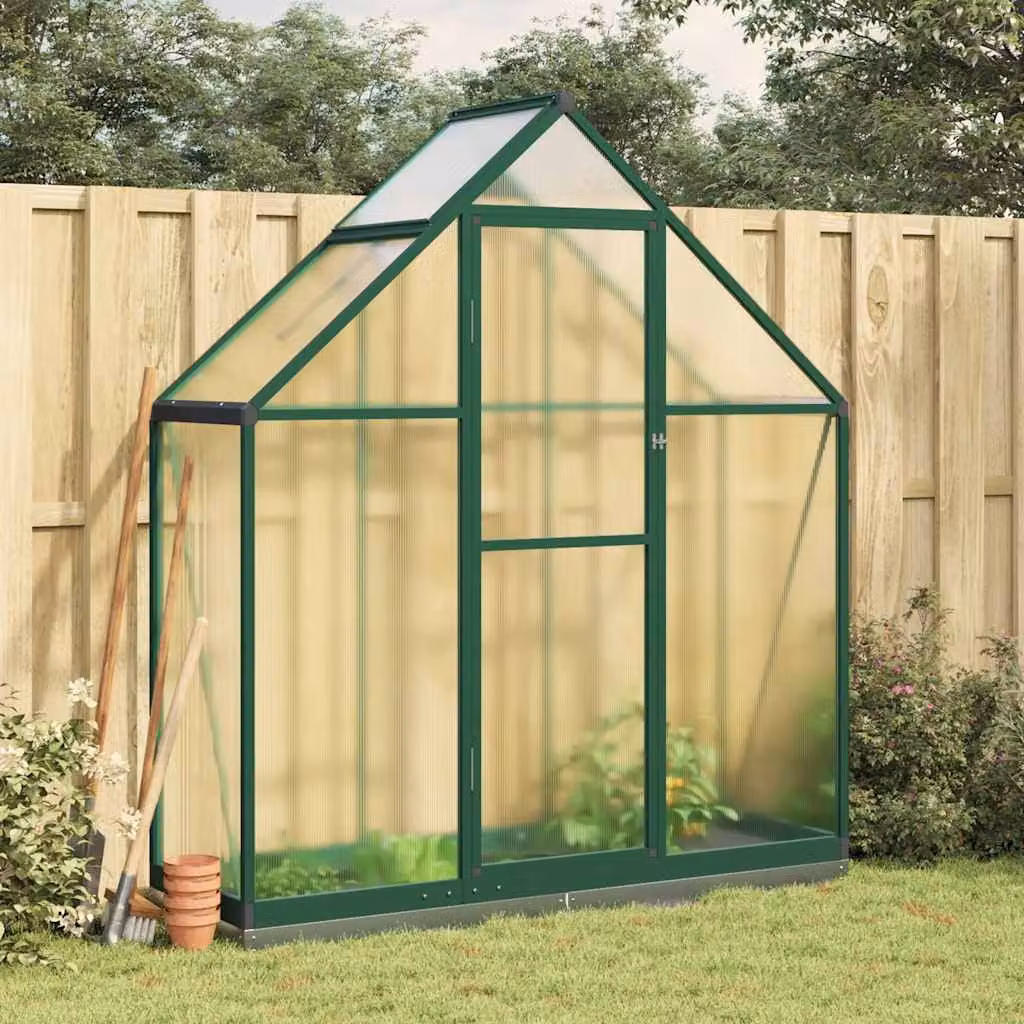 vidaXL Telaio Serra in Alluminio con Copertura in Policarbonato Verde L: 169 cm, P: 58 cm, H: 202 cm