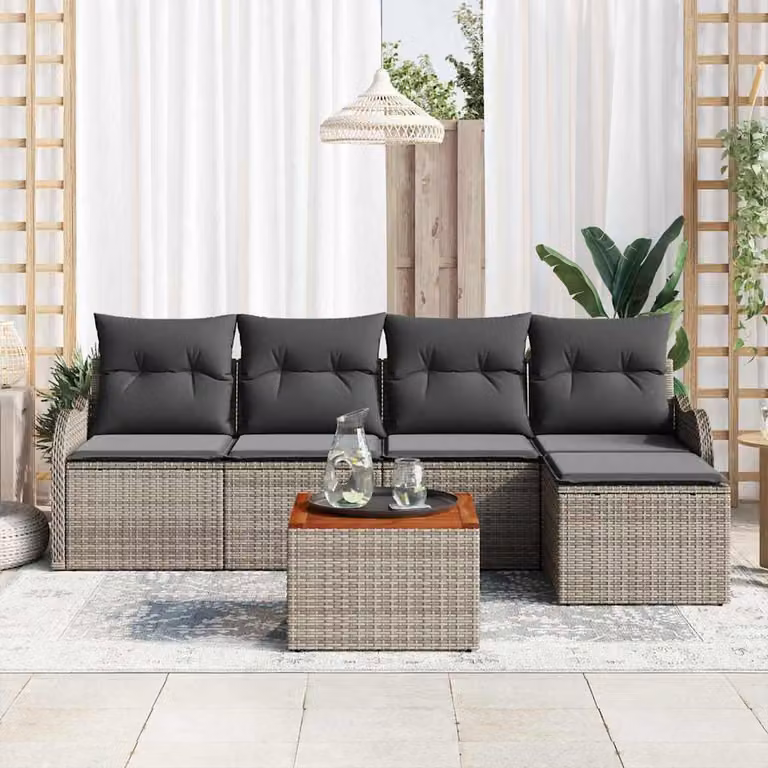 Maison Exclusive - Set Divano da Giardino 6 pcs Grigio polyrattan