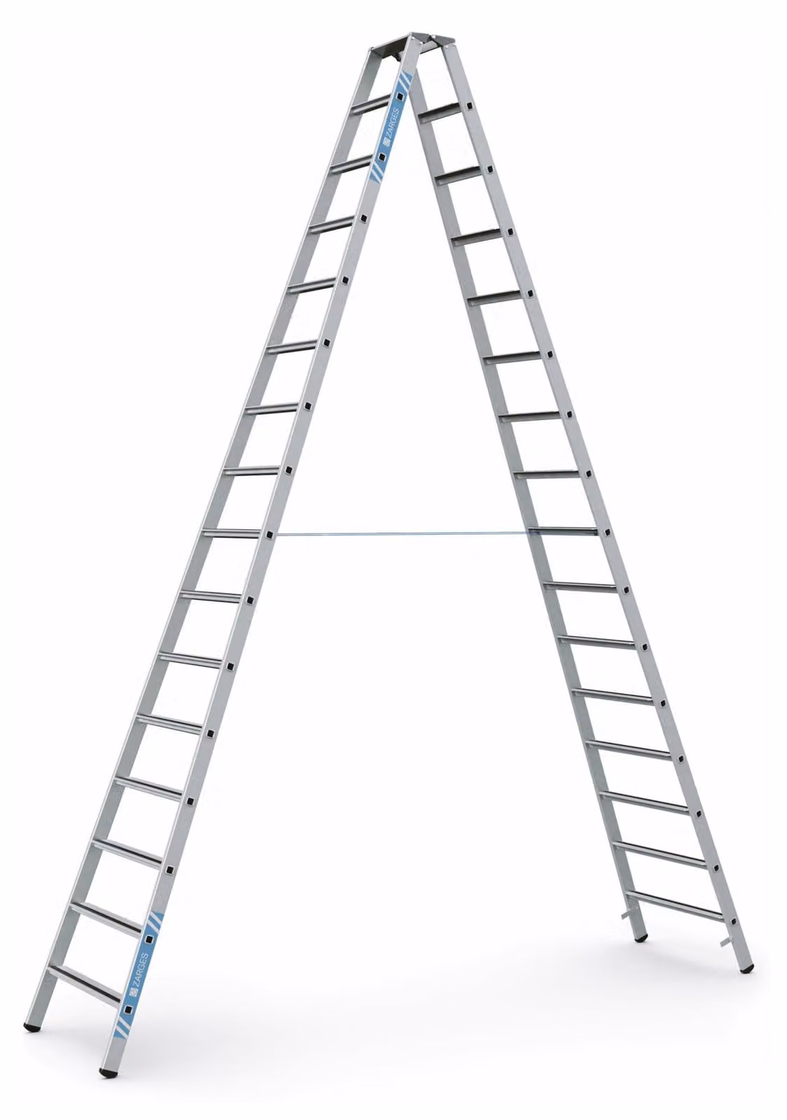 Scala a pioli con bordi rifiniti Zarges, anodizzata Saferstep B, 2x16 gradini