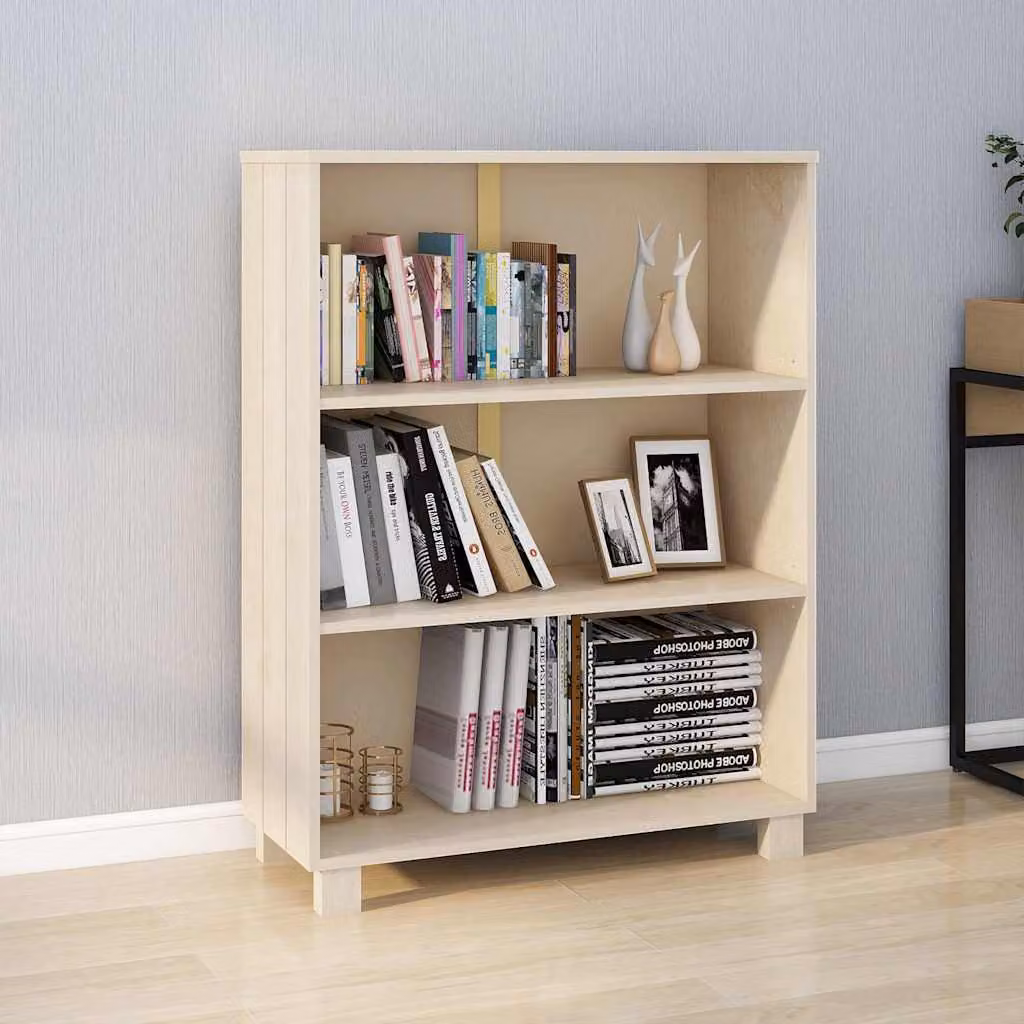 Libreria vidaXL HAMAR in legno massello di pino, colore ambra, L 85 cm x P 35 cm x H 112 cm