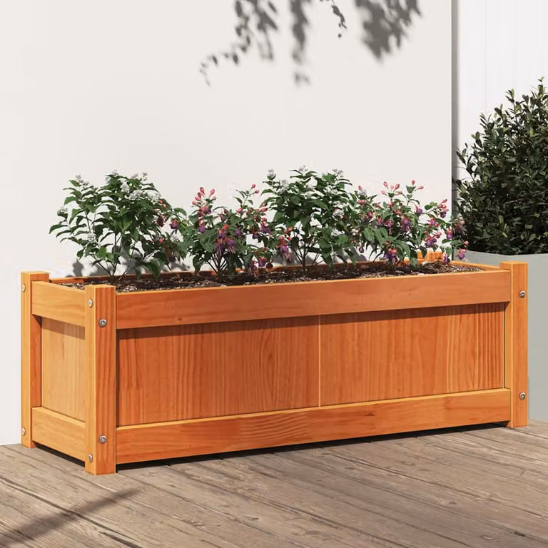 Fioriera da giardino vidaXL in legno di pino massello, colore marrone, L 90 x P 31 x H 31 cm