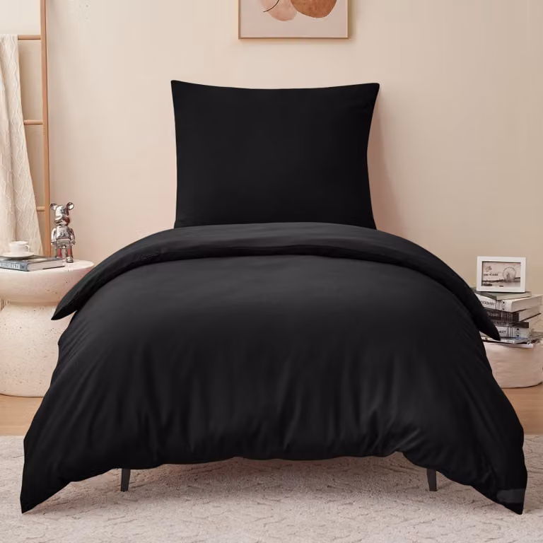 Copertura per letto in microfibra con cerniera, colore nero, dimensioni 140 x 200 cm