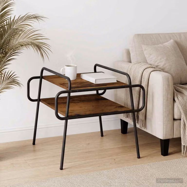 Tavolino da salotto moderno vidaXL in legno e metallo marrone L/P/H: 60 x 60 x 51 cm
