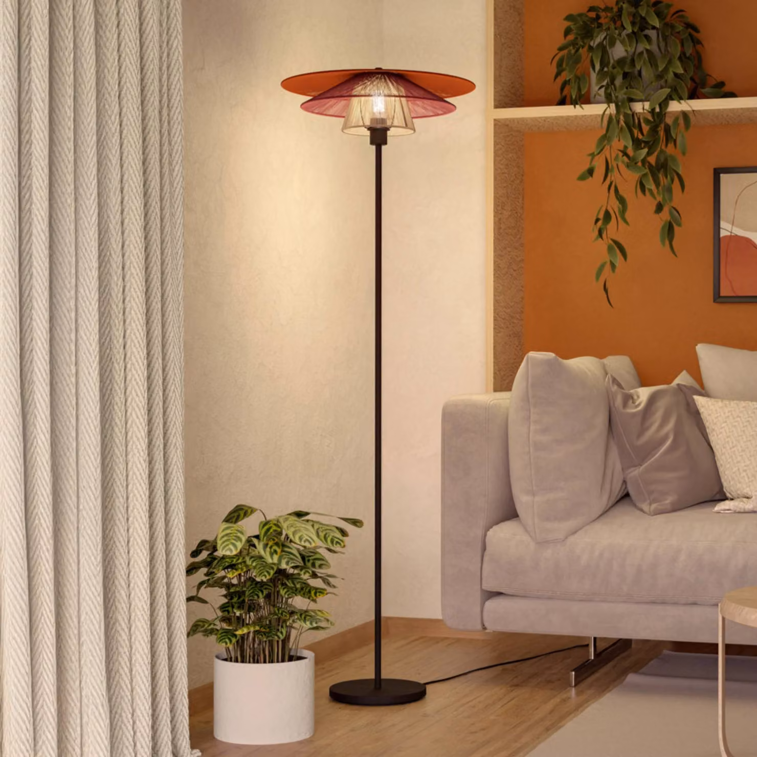 EGLO Lampada da terra PIGNONA, Multicolore, Soggiorno / Sala da pranzo, Metallo, Lampada da terra