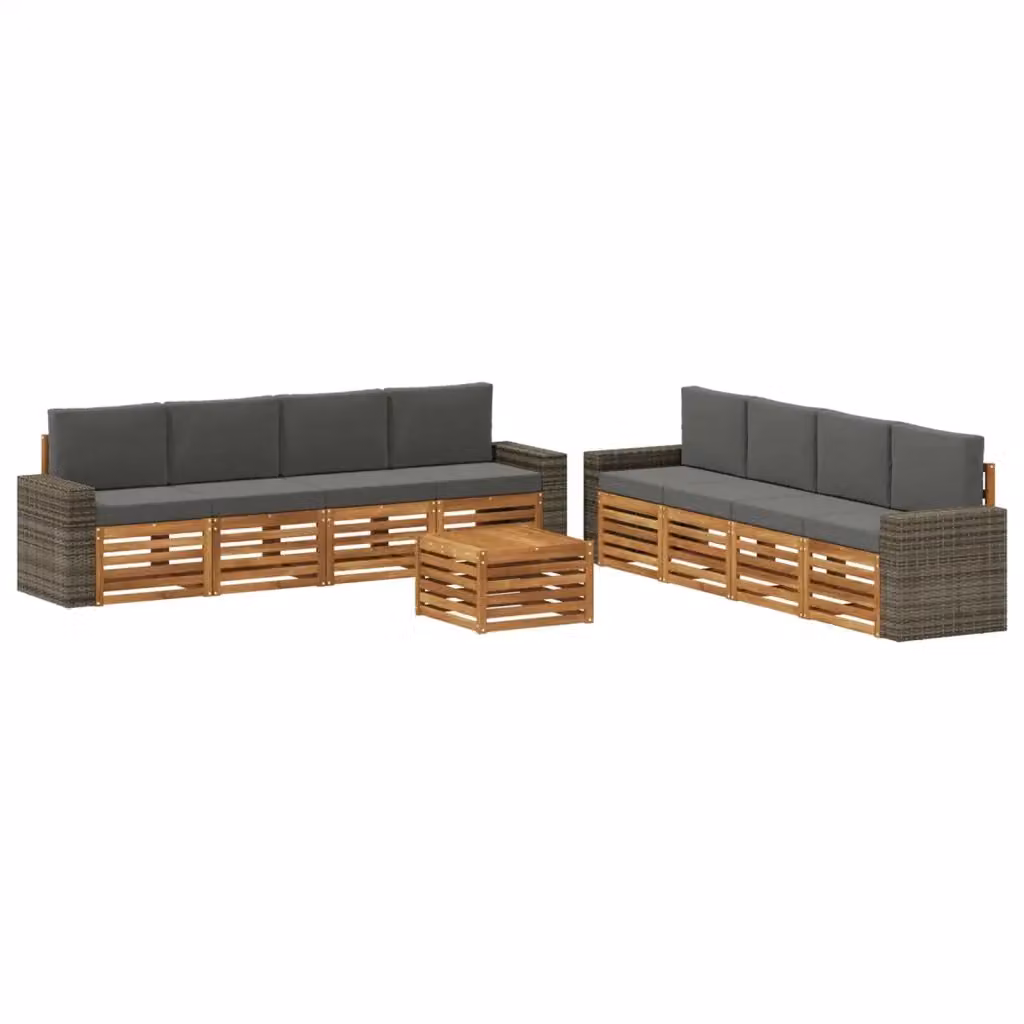 Set di divani da esterno 9 pezzi vidaXL in legno di acacia con cuscini beige e antracite – 2