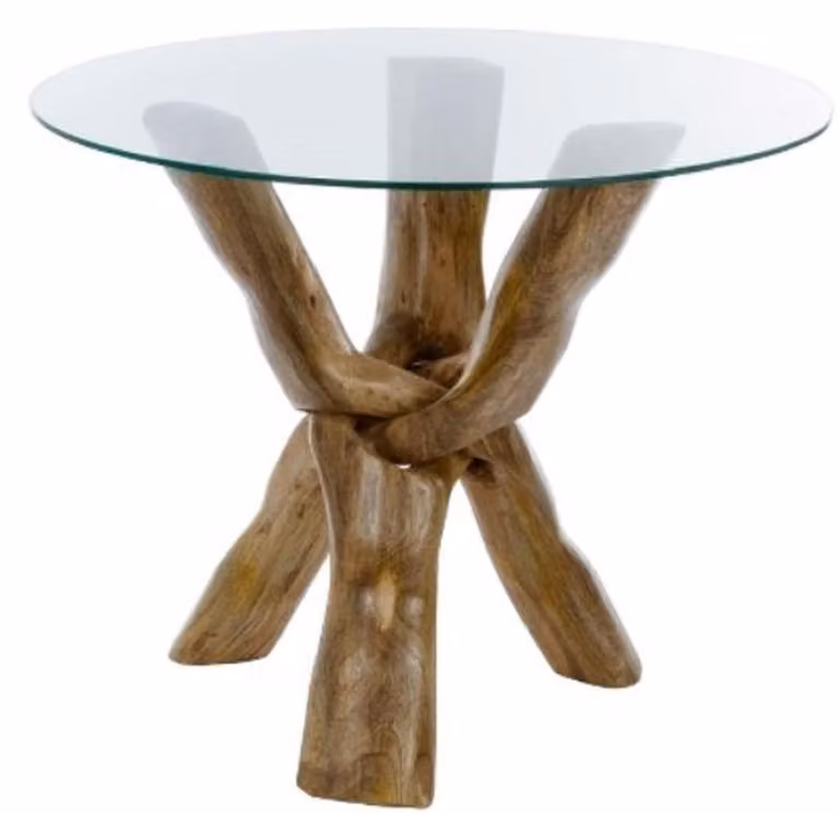 Casa Padrino tavolo in vetro marrone Ø 90 x H. 73 cm - Tavolo rotondo a tre gambe