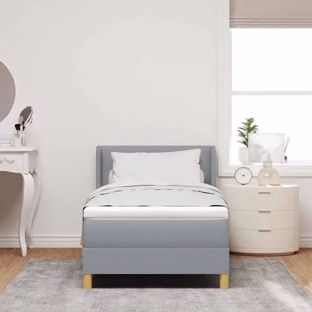 Letto a molle con testiera vidaXL in tessuto grigio, L/P: 200 x 90 cm – 1