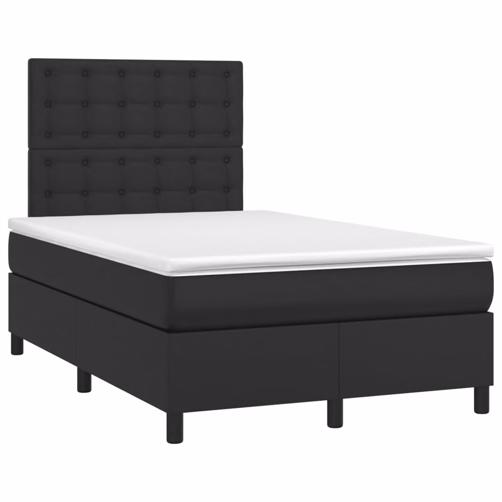 Giroletto a Molle con Materasso Nero 120x190 cm in Pelle finta
