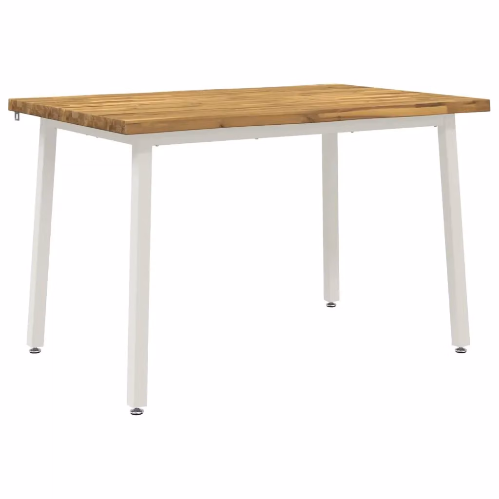 Tavolo rettangolare moderno vidaXL in legno di acacia massello bianco con bordo naturale L: 120 cm, P: 70 cm, H: 75 cm – 2