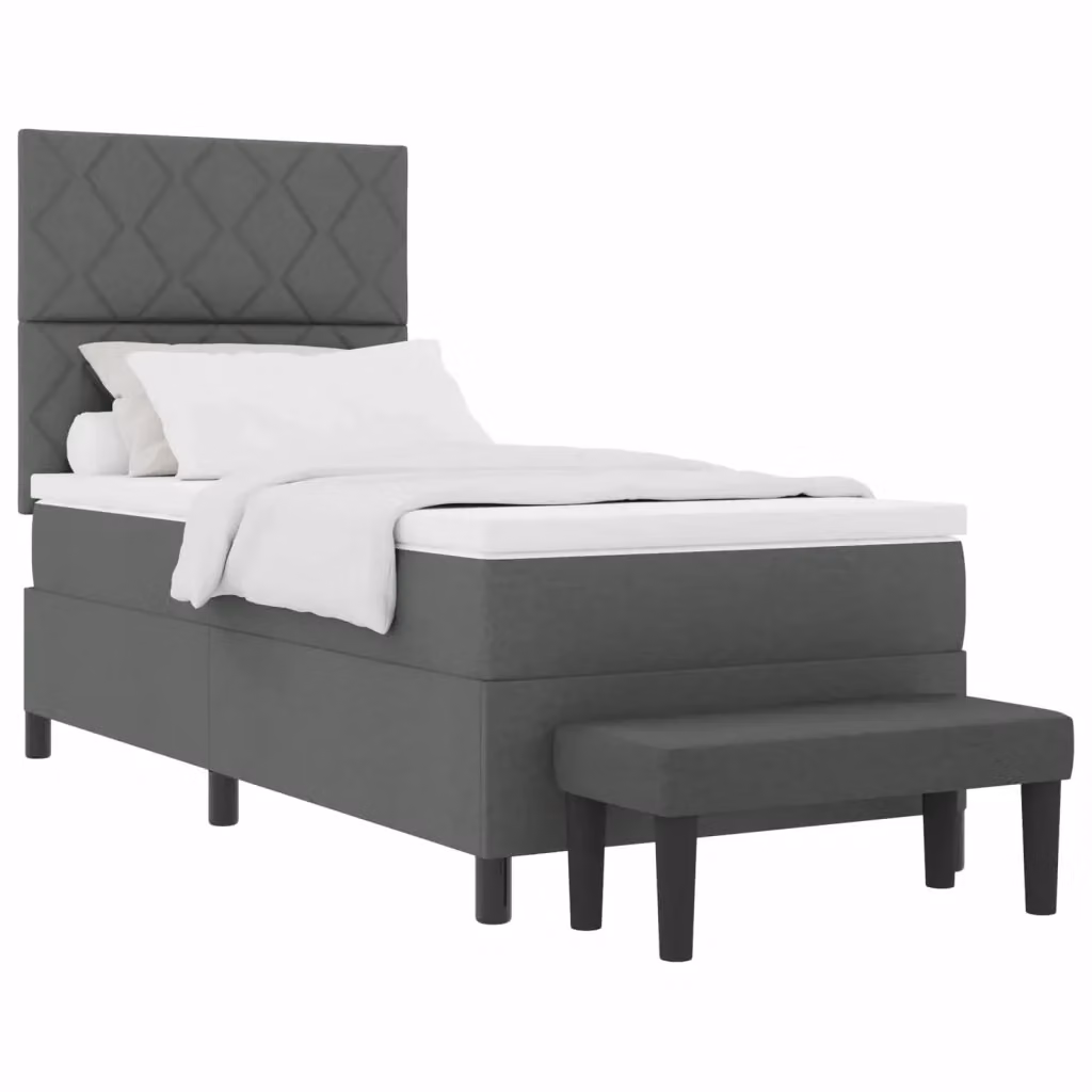 Letto ibrido con molle a sacchetto e testiera vidaXL in tessuto grigio, L/P/H: 100 x 200 x 33 cm – 2