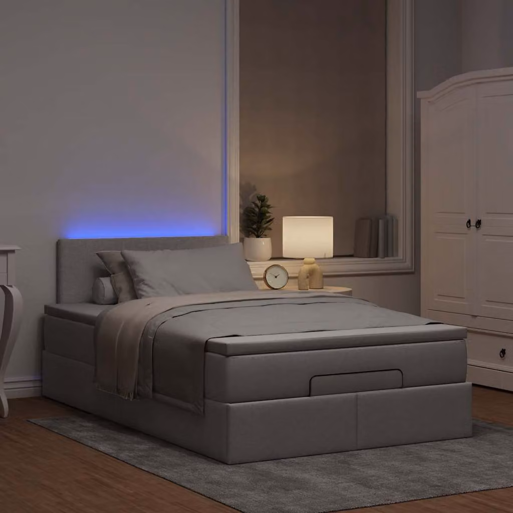 Maison Exclusive - Letto ottomano con materasso e LED taupe 120x190 cm tessuto