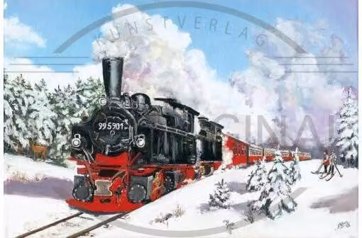 Calendario dell'Avvento della ferrovia a scartamento ridotto dell'Harz, 38x26 cm, cartone