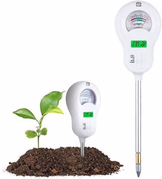 Analizzatore del terreno 6 in 1 per pH, umidità, fertilità del terreno, temperatura e irraggiamento solare
