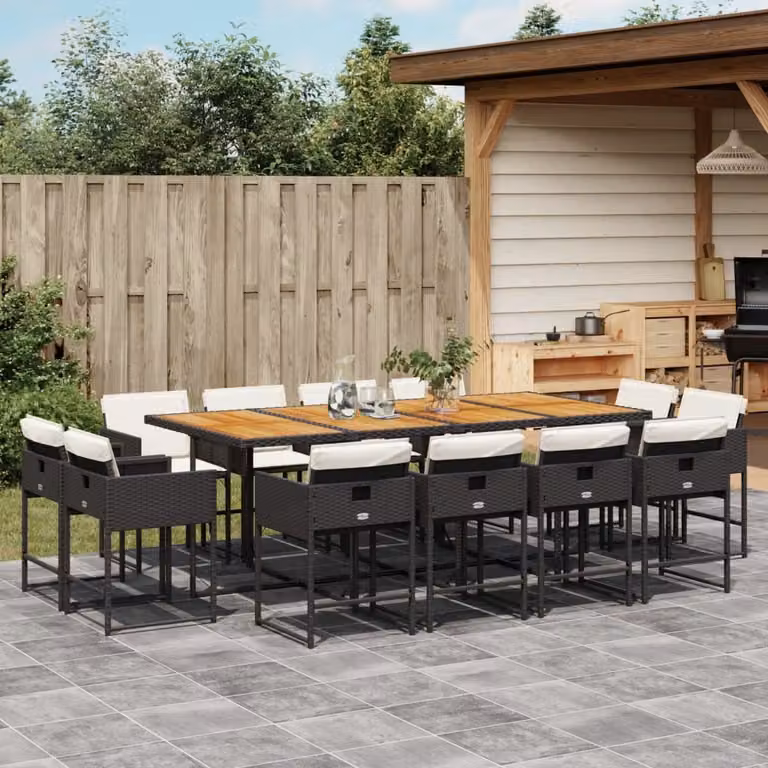 Maison Exclusive - Set da Pranzo da Giardino 13pz con Cuscini Nero in Polyrattan