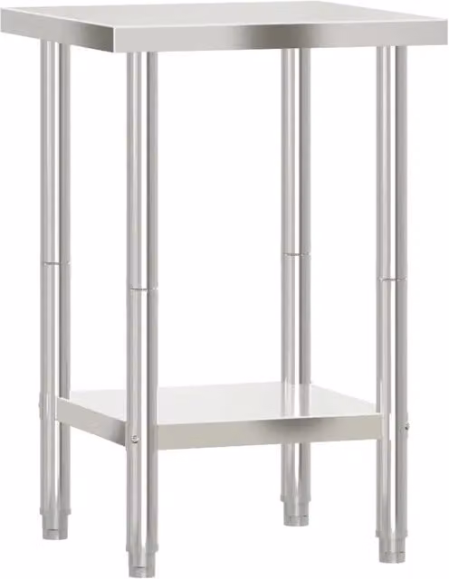 Tavolo da lavoro professionale per cucina in acciaio inossidabile argento, L/P/H: 55 x 55 x 85 cm