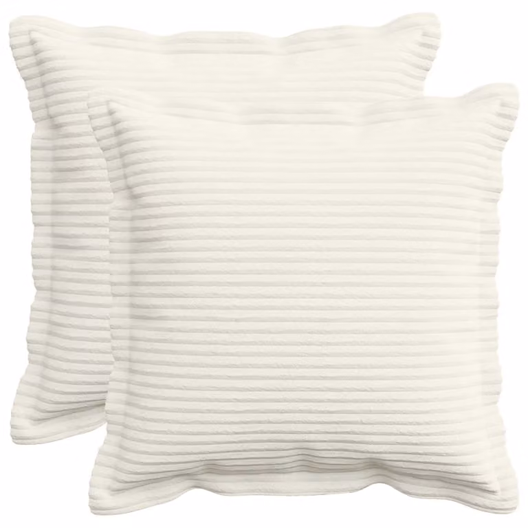 Set di 2 federe vidaXL HOUTEN in velluto a coste, colore crema, L 50 x P 50 cm