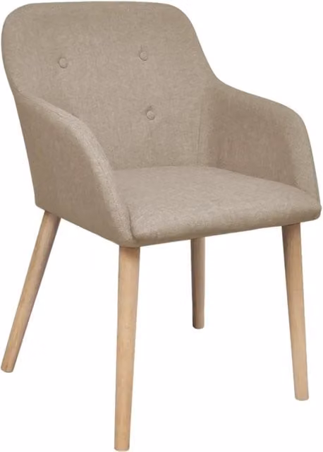 Set di 4 sedie da pranzo vidaXL in tessuto beige e legno massello di rovere
