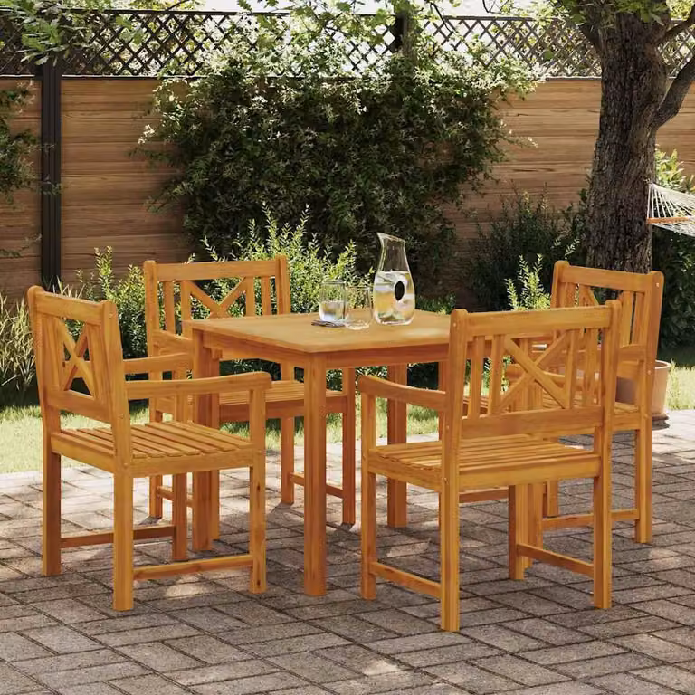 Maison Exclusive - Set da pranzo per esterno, 5 pezzi, legno massello di acacia, color marrone