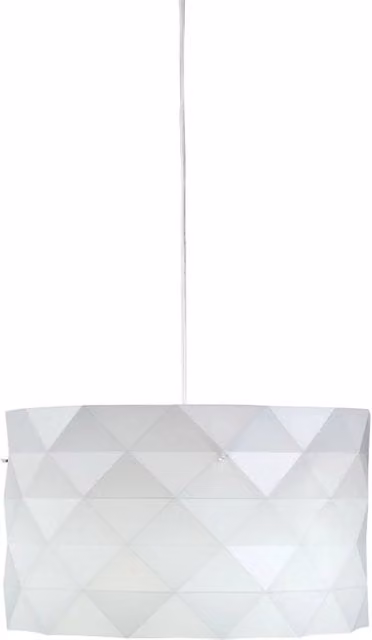 Lampada a sospensione moderna Prisma Polilux Linea Zero, colore bianco e metallo cromo, diametro: 40 cm, attacco E27 – 1