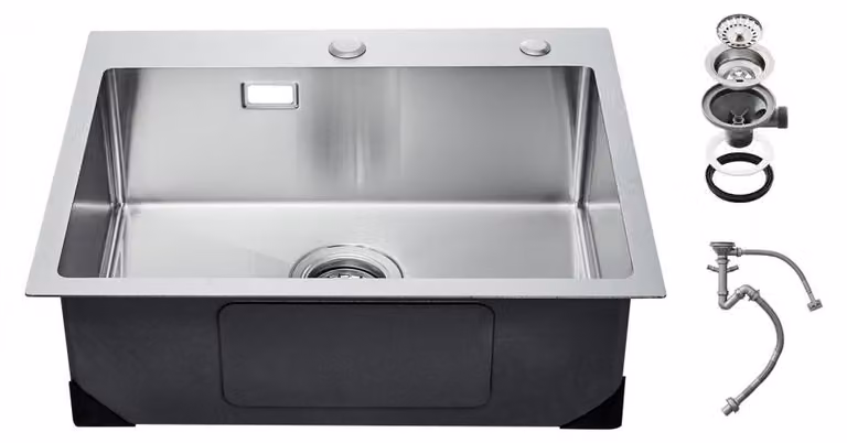 Lavello da cucina da incasso - 55 x 45 x 19 cm - Acciaio inossidabile - Vasca singola