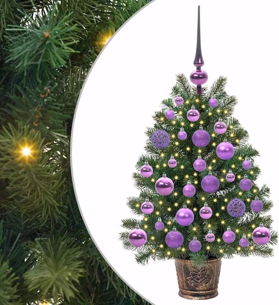 Albero di Natale artificiale con 150 LED verdi da 75 cm in PE e PVC