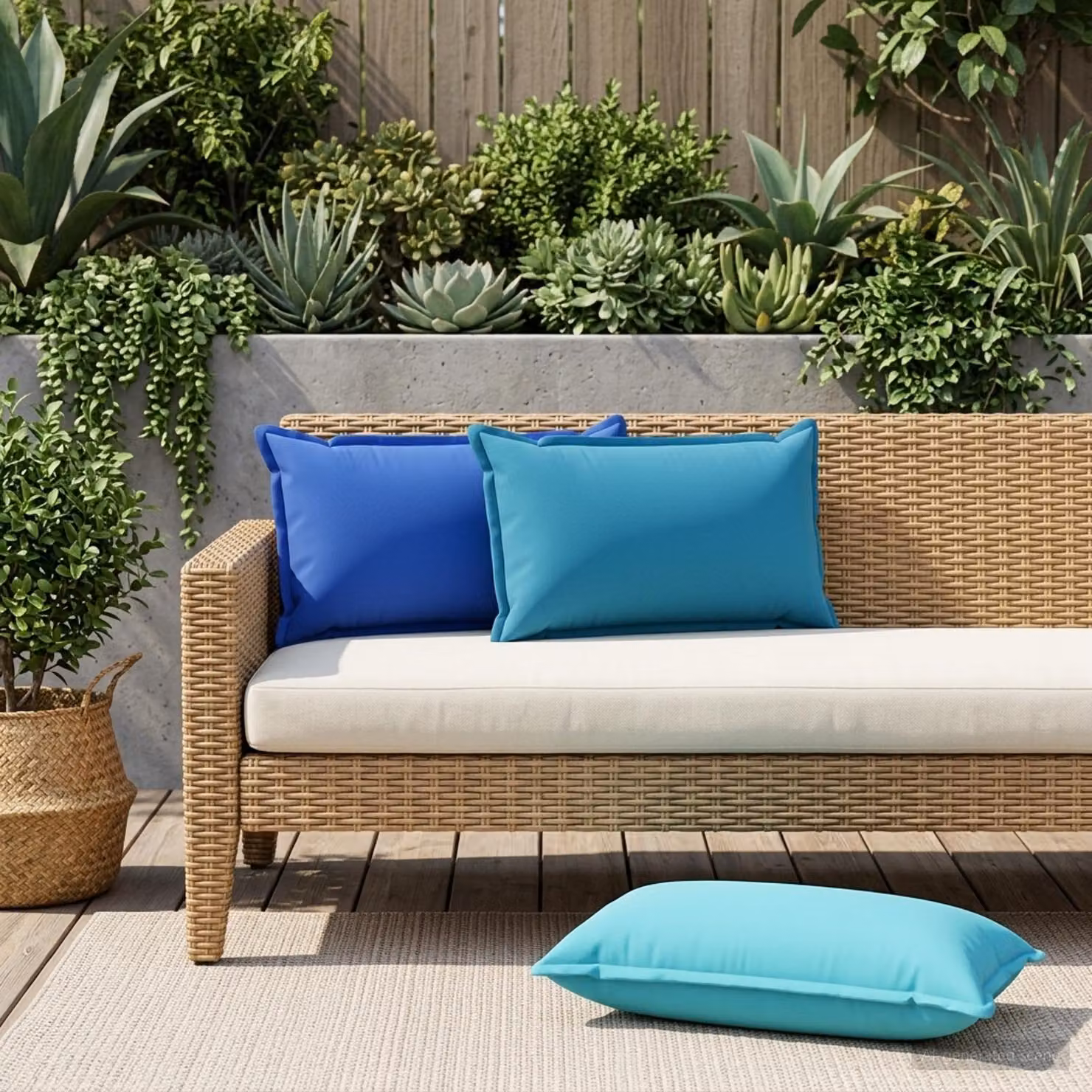 vidaXL Cuscino con cuscino HOUTEN 12 pz Azzurro Poliestere