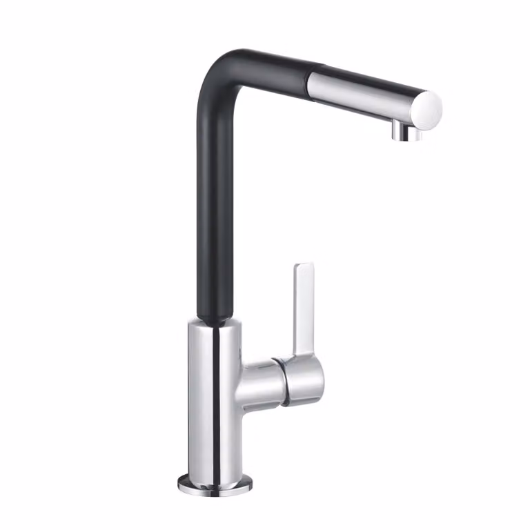 KLUDI L-LINE S Mitigeur monocommandé pour évier, Eco, levier fermé, becs extractibles, 408518775, 408518775
