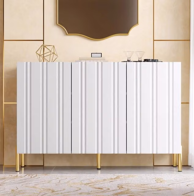 Mobile contenitore e scarpiera 120x35,5x80 cm bianco MDF e PB, 3 ante