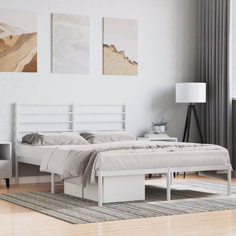vidaXL Giroletto con Testiera in Metallo Bianco L/P/H: 140 x 190 x 90 cm