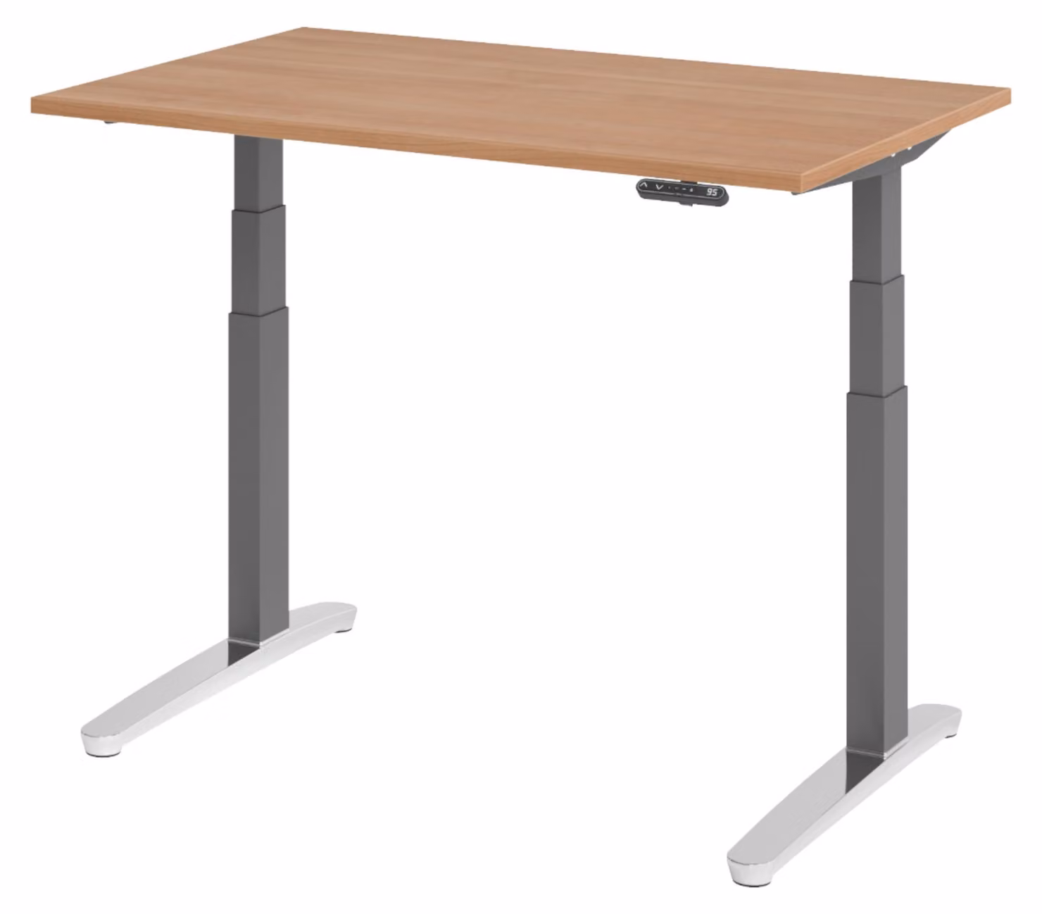 Scrivania elettrica bümö XBHM - Dimensioni: 120 x 80 cm, finitura: noce, struttura: grafite/alluminio lucido