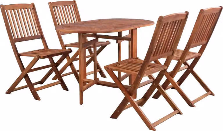 The Living Store Set da pranzo da giardino 5 pz. Set da pranzo da giardino pieghevole in legno massiccio di acacia