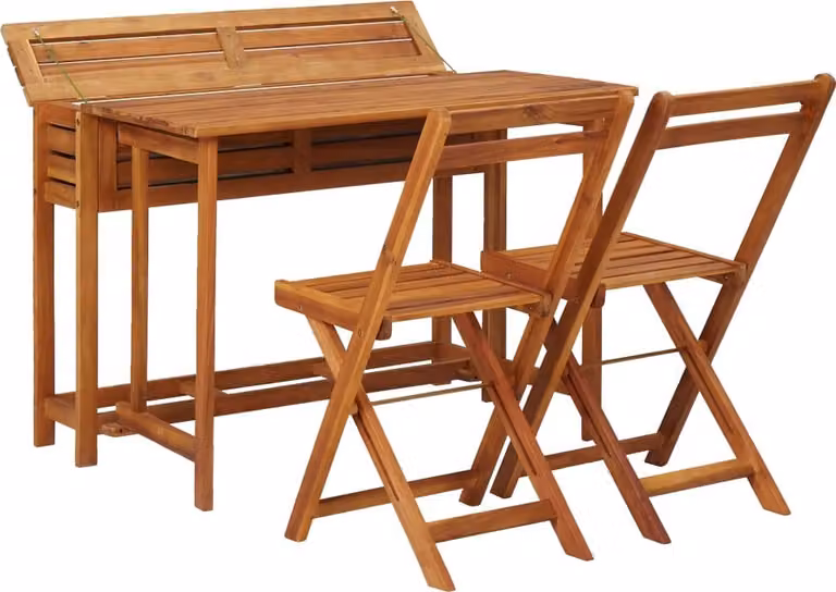 The Living Store Tavolo da giardino con letto rialzato e 2 sedie in legno massiccio di acacia