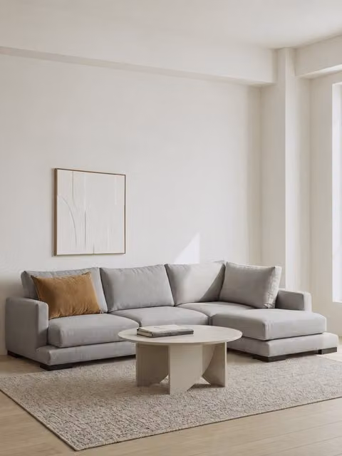 Divano Crate Kenay Home a 5 posti con chaise longue destra, colore perla, L: 325 cm